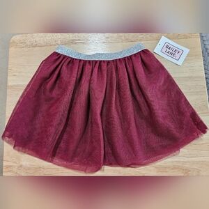 🎀$8 Bailey Lane Toddler Maroon Tulle Shirt with Silver Glitter Waist Band
